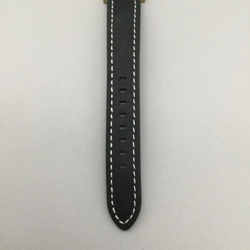VOID Mens Watch 38mm Black Dial Gold Tone Leather Date V03B New Battery